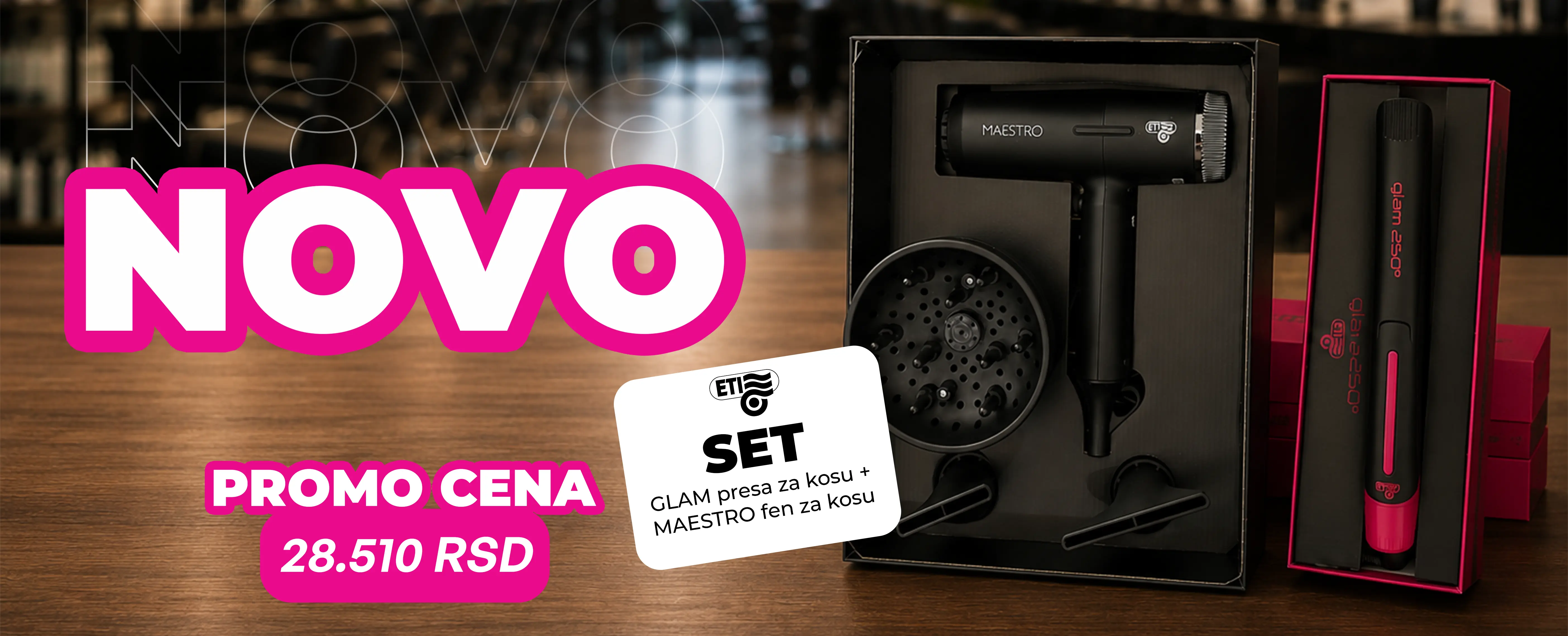 SET Fen za kosu MAESTRO + Presa za kosu GLAM