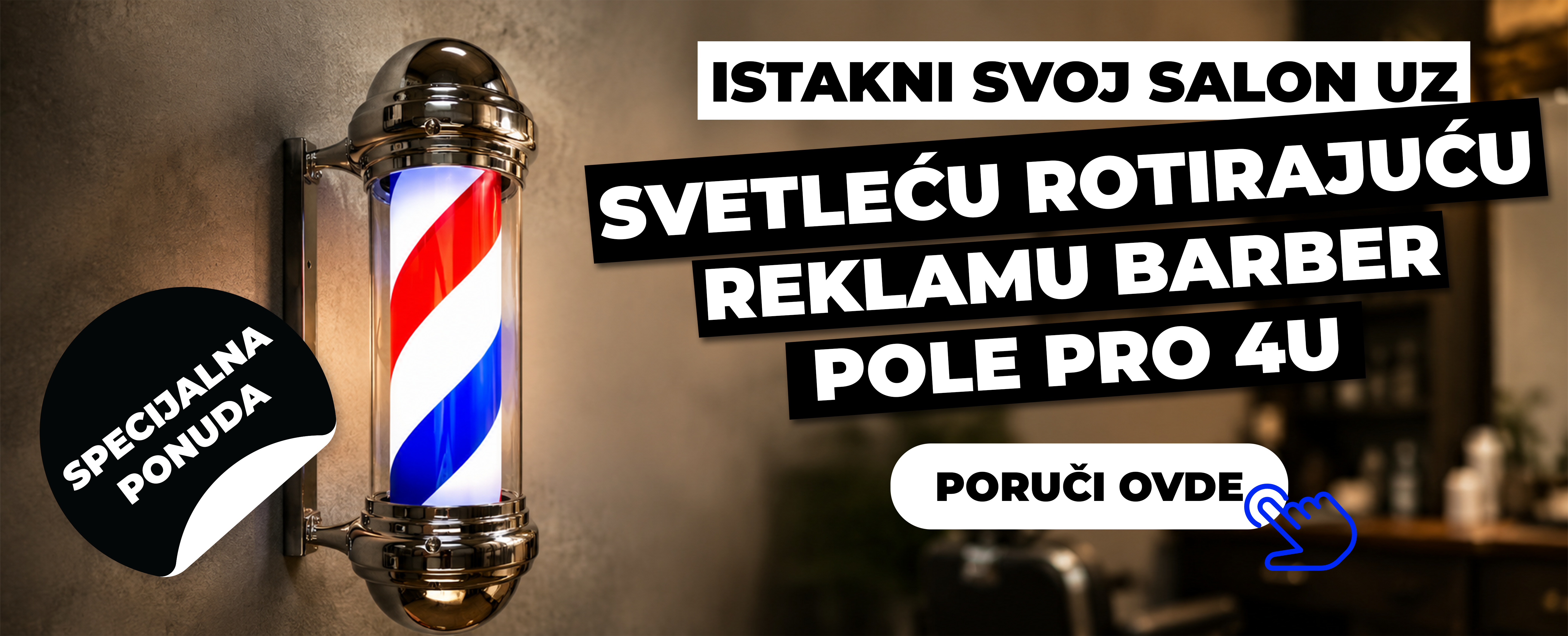 Svetleća rotirajuća reklama Barber pole PRO 4U