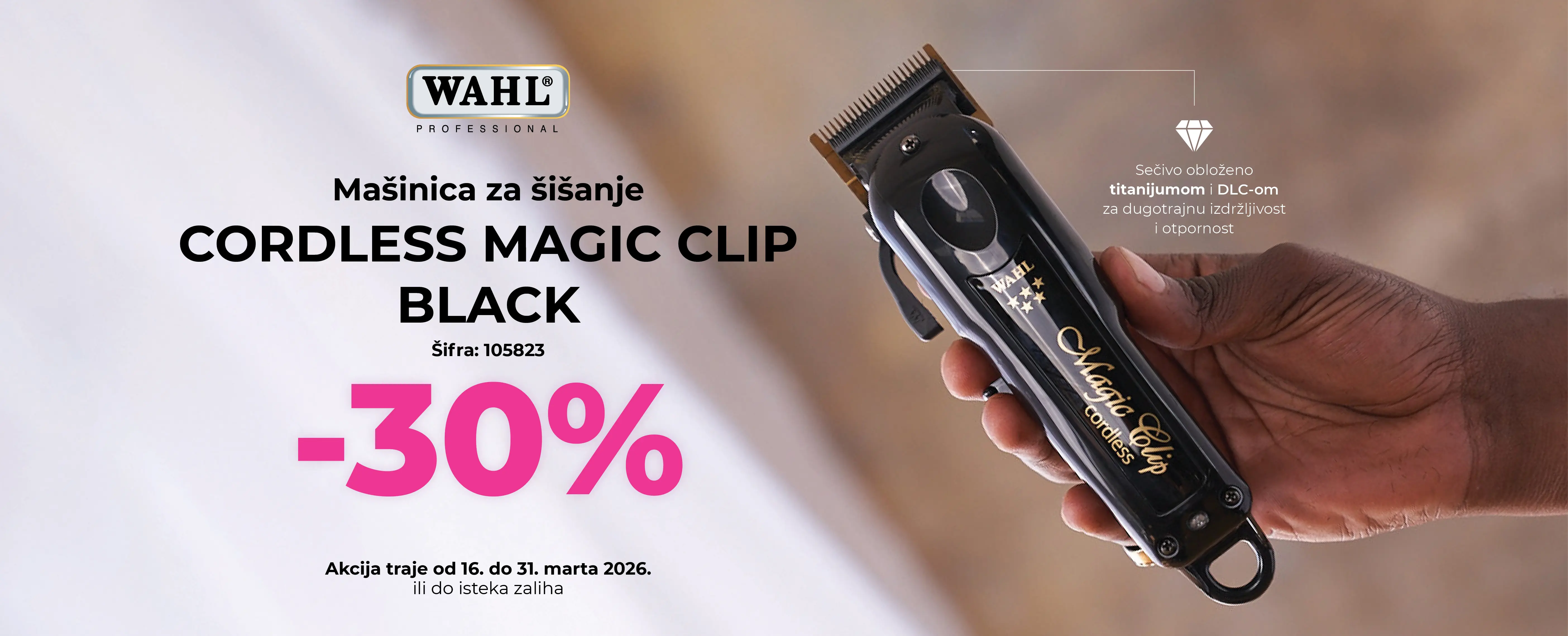 WAHL Mašinica za šišanje CORDLESS MAGIC CLIP BLACK